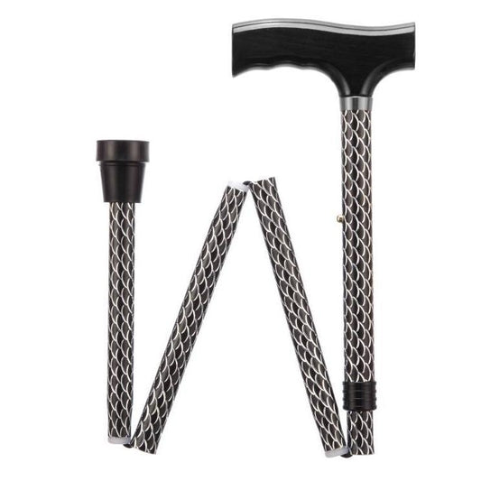 Adjustable Folding Walking Sticks with T-Shaped Handle - Lightweight, Black, 114 kg Capacity