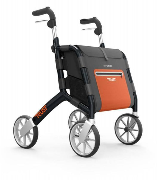 Lets Shop 4-Wheeled Rollator With 25L Shopping Bag, Adjustable Handles, and Comfortable Seat