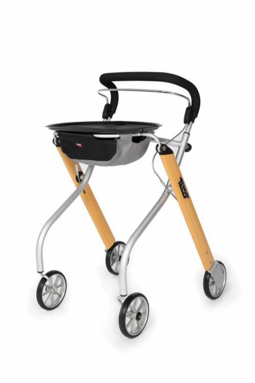 Lets Go Indoor Rollator With Adjustable Height, Single Brake, Carry Bag & Tray for Home Use