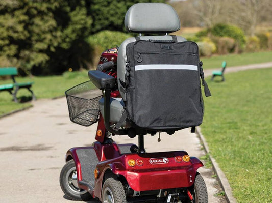 Black Splash Scooter Bag with 16L Capacity, Zipped Pocket, and Reflective Strip for Visibility