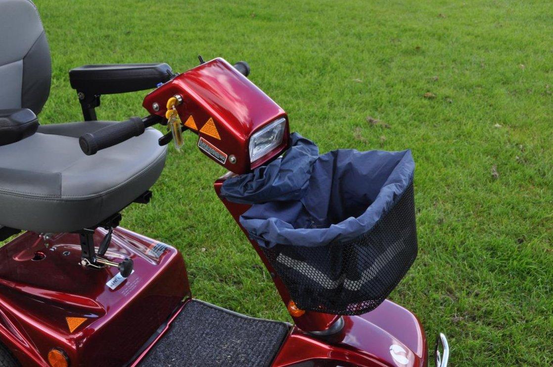 Flexible Scooter Basket Liner Bag with Fold Away Lid, Handles, and Reflective Safety Strip