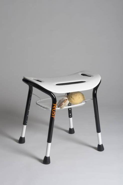 Lets Sing Adjustable Shower Stool with Modern Design and Optional Wire Basket - Height 43-59cm