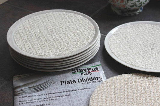 StayPut 12-Pack Plate Dividers - Non-Slip, Biodegradable, Hygienic Protectors for Dishes and Bowls