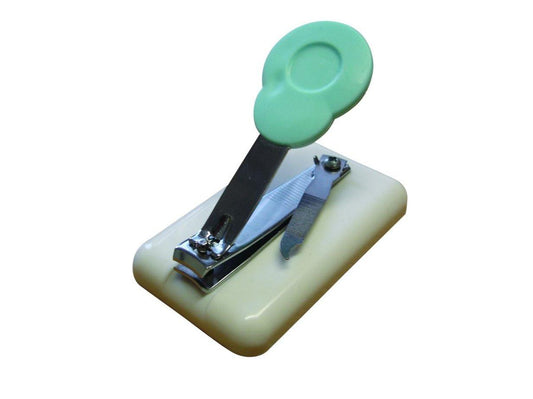 Table Top Nail Clipper with Ergonomic Base, Non-Slip Feet, and Stainless Steel Curved Edge