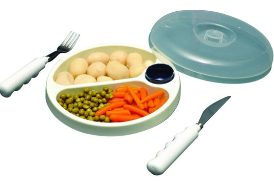 Stay Warm Feeding Dish With Non-Slip Ring, 22Cm Diameter, Keep Food Warm Longer, Microwave Safe