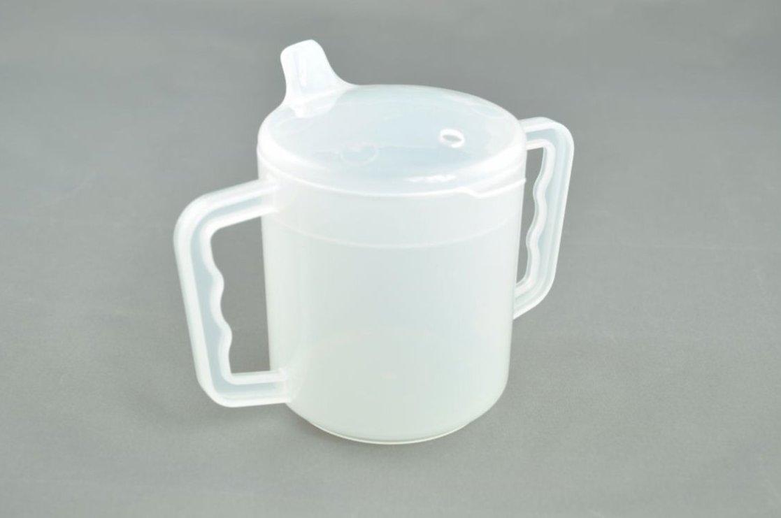 Two-Handled Mug With Spout And Anti-Spill Lid, 250ml Capacity, Dishwasher Safe, 110g Weight