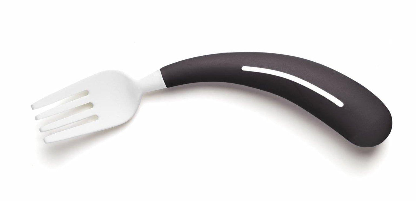 Henro-Grip Curved Fork for Easier Eating - Available in Dark Grey & Red for Low Vision & Dementia