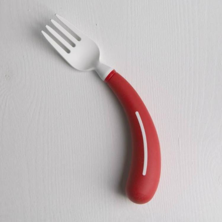 Henro-Grip Curved Fork for Easier Eating - Available in Dark Grey & Red for Low Vision & Dementia