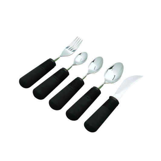 Big Grip Weighted Utensils with Textured Handle for Limited Hand Control and Easy Cutting