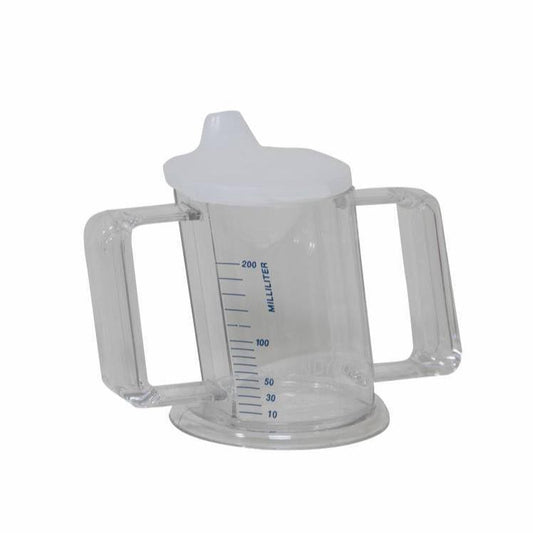 HandyCup Heavy Duty - 200ml Transparent Drinking Cup With Large Handles, Ideal For Limited Mobility