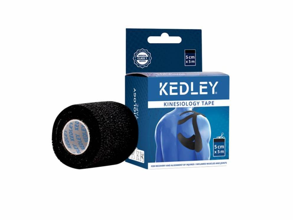 Kedley Kinesiology Tape - Black 5cm x 5m for Effective Pain Relief and Muscle Support